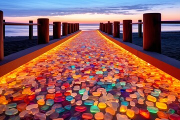 Fototapeta premium Pebble with lights. Generative AI