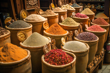 Fototapeta premium Middle east spice market. Created with Generative AI technology.