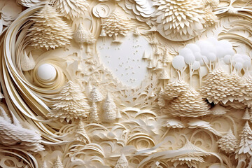 Layered paper landscape composition. Created with Generative AI technology.