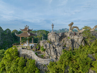 Architecture of Mua Cave travel destination in Tam Coc, Ninh Binh, Vietnam. Popular destination.