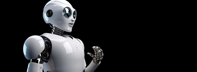 A futuristic robot standing in the darkness. Generative AI