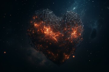 Constellation of a heart representing everlasting and limitless love. Generative AI
