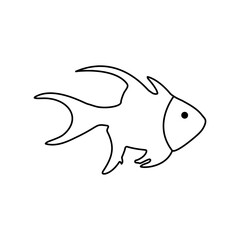 Silhouette of a sea fish for food labels and websites on a white background.
