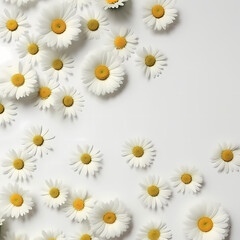 Fototapeta na wymiar Cute Daisy Flowers Pattern On White Background Illustration