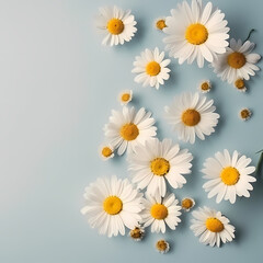 Cute Daisy Flowers Pattern On Gray Background Illustration
