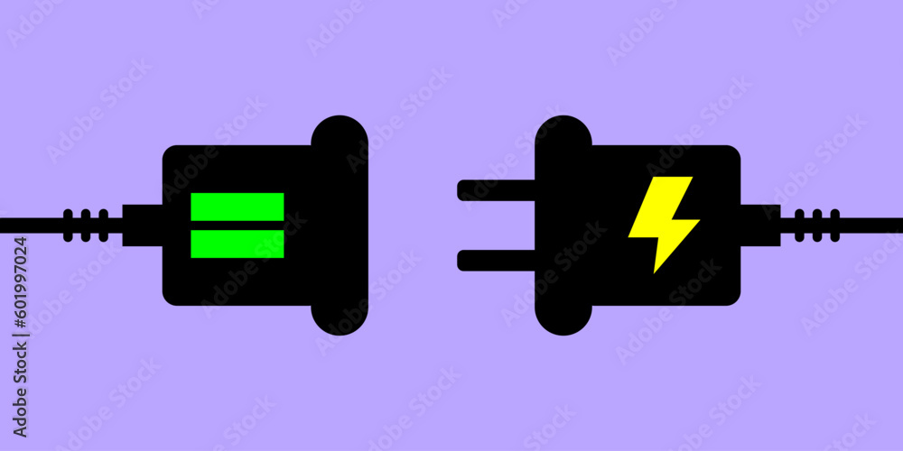 Poster electric socket with a plug. connect and disconnect concept banner or background. modern background 