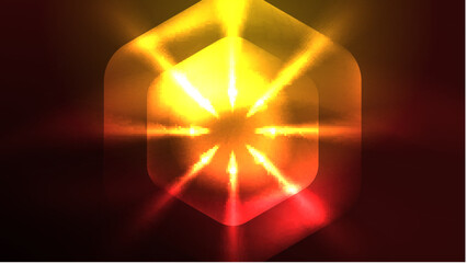 Glowing neon hexagons in dark space. Digital technology cyberspace hi-tech techno abstract background template