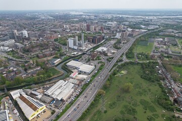 Fototapeta na wymiar Stratford East London UK drone , aerial , birds eye view