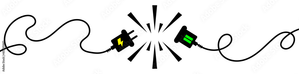 Poster electric socket with a plug. connect and disconnect concept banner or background. modern background 