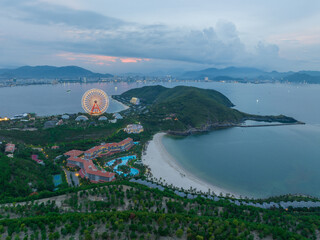 Drone view of Hon Tre island, Nha Trang, Vietnam