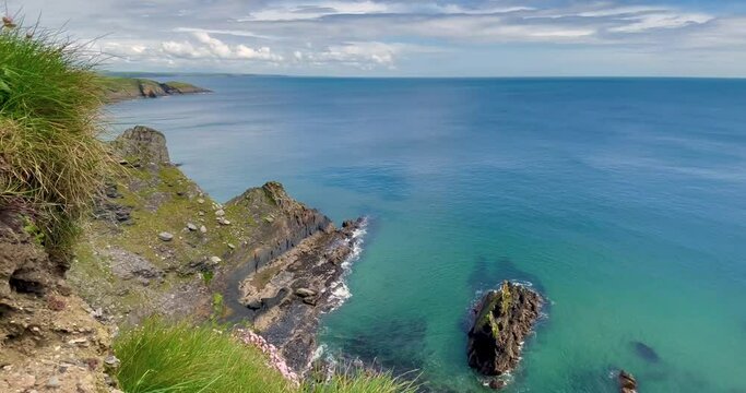 A 4K shot of the east coast cliffs the Old Head Kinsale Cork Ireland