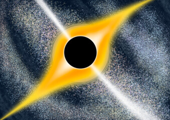 Czarna dziura oko na tle ramion galaktyki z soczewkowaniem grawitacyjnym