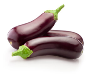 Ripe eggplants vegetable isolated on white background