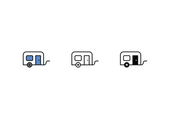 Caravan Icons in three styles vector stock illustrations.sutiable mobile apps web and ui ux