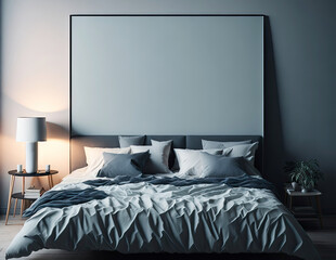  bedhead in simple bedroom interior. Generative AI