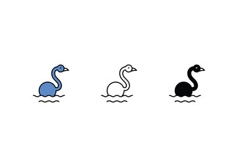 Duck Icons in three styles vector stock illustrations.sutiable mobile apps web and ui ux