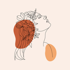 illustration of woman line art for beauty logo template