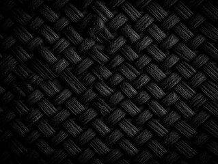 Dark black Abstract woven mat texture. Wickerwork background created with Generative AI technology