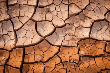 Image of cracked dry land, representing drought and climate change, lack of water and rain. Generative AI