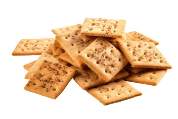 Pile of crackers isolated on transparent background. Generative Ai