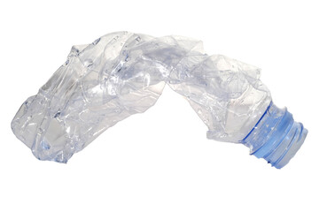 Fototapeta Crumpled plastic bottle trash isolated on white background. Environmental pollution obraz