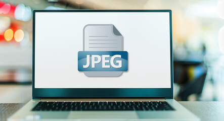 Laptop computer displaying the icon of JPEG file