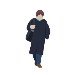 Obraz na płótnie Canvas Woman walking down the street in winter. City vector flat infographics.