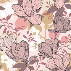 pattern with beautiful Magnolia flowers - 602006028