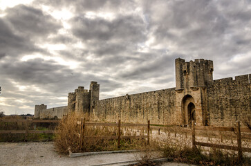 Aigues Mortes is a town surrounded by imposing ramparts, located in France in the Camargue region