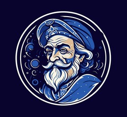 An old man with beard illustration, generative ai