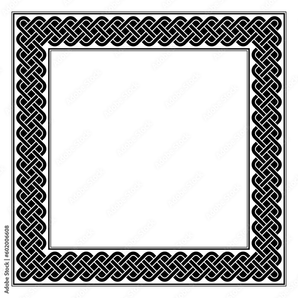 Poster square frame with guilloche knot pattern. border made of endless repeated motifs of the solomons kno