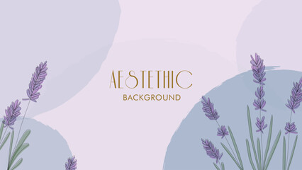 abstract floral lavender flower line in a soft blue background vector. aesthetic theme design. for packaging cover cosmetics, beauty products, perfume, aromatic, banners, and invitation card © Arfan Zidny