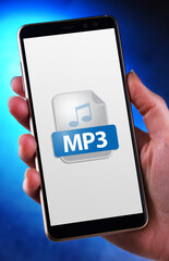A smartphone displaying the icon of MP3 file