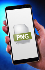 A smartphone displaying the icon of PNG file