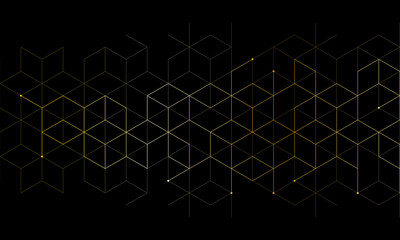 The graphic design elements with isometric shape golden blocks. Abstract geometric background