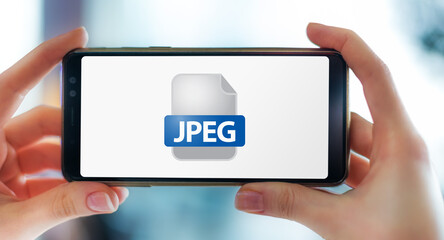 A smartphone displaying the icon of JPEG file