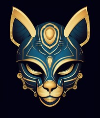 Cat head illustration design, generative ai