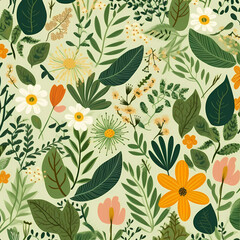 Floral Pattern Of Tropical Plant Illustration