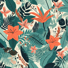 Floral Pattern Of Tropical Plant Illustration