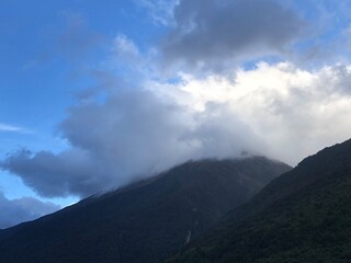 Clouds at the peak of the mountains 