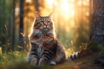 Obraz premium An orange cat in the jungle