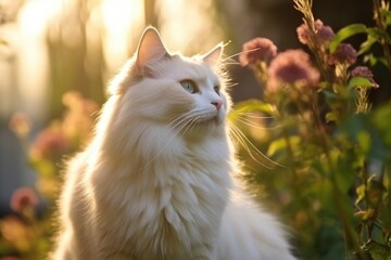 A cute puppet cat in the garden