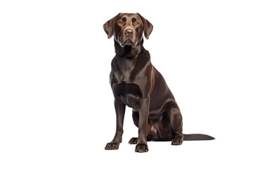 Labrador Retriever, Dark Brown, Sitting, Isolated on Transparent Background, AI Generative