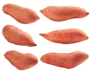 sweet potato, yam, isolated on white background, full depth of field