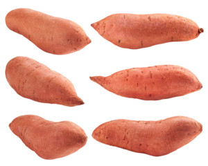 sweet potato, yam, isolated on white background, full depth of field