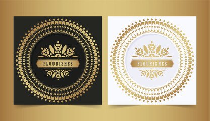 Luxury ornament greeting card vector template