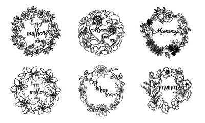 Mother's day  floral  frame wreath illustration
