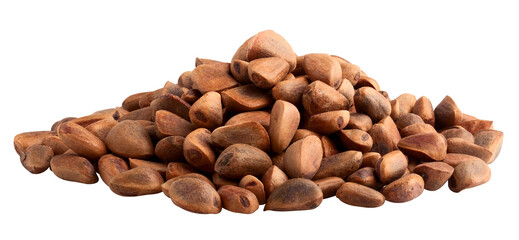 cedar nuts, isolated on white background, full depth of field
