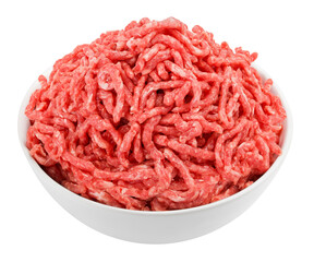 minced meat, pork, beef, forcemeat, isolated on white background, full depth of field
