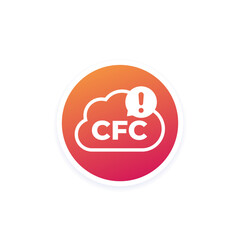 CFC icon with cloud, chlorofluorocarbons round vector design